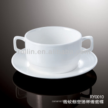 Saludable especial durable blanco porcelana aerolínea sopa taza y platillo
